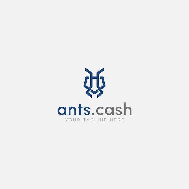 Ant cash logo design with line art abstract