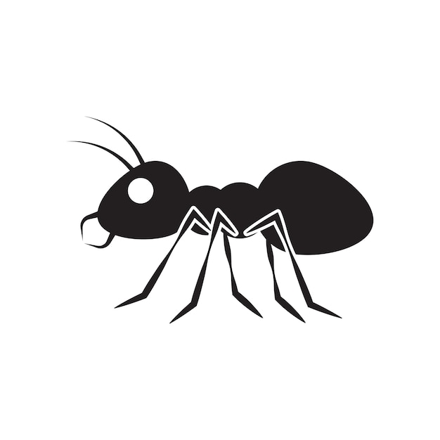 Ant icon design Ant insect Ant silhouette symbol isolated on white background