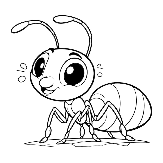 Vector a ant line art coloring page illustration for kids