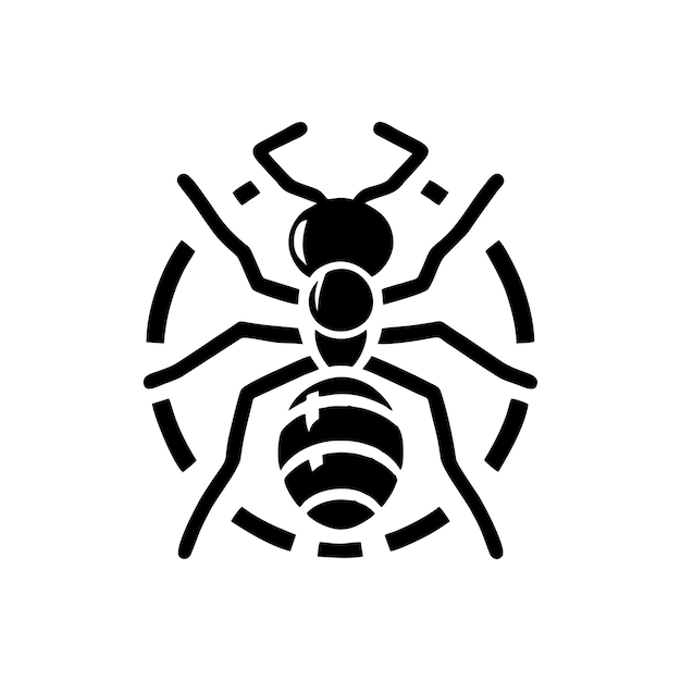 The ant logo is black and white