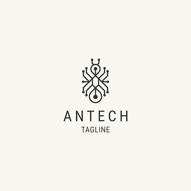 Ant technology line art logo