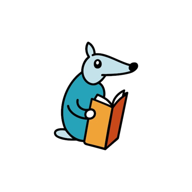 Anteater rodent reading icon vector illustration