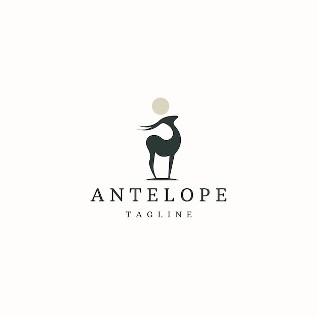 Antelope animal logo icon design template flat vector illustration