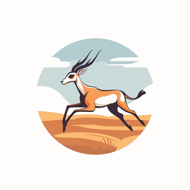 Vector antelope antelope gazelle in the field vector illustration