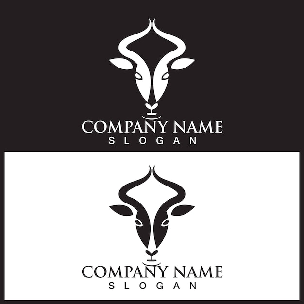 Antelope head logo and vector template