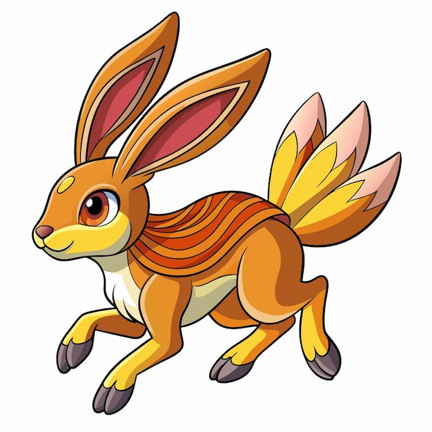 Antelope Jackrabbit rodent flies vector kawaii