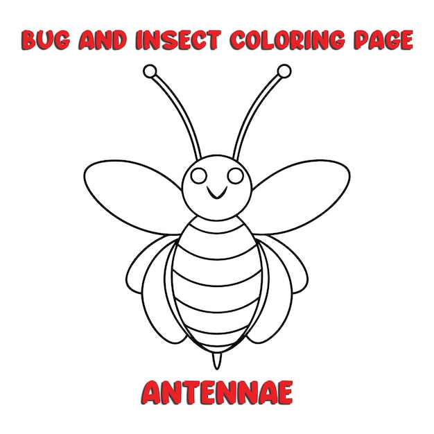 Vector antennae coloring page for a children bugs coloring book