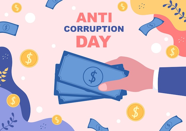 Anti Corruption Day Which is Commemorated Every 9 December for Tell the Public to Stop Give Money with a Prohibition Sign in Flat Design Illustration