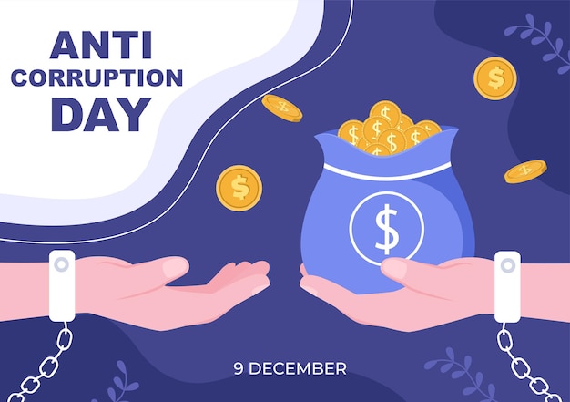 Anti Corruption Day Which is Commemorated Every 9 December for Tell the Public to Stop Give Money with a Prohibition Sign in Flat Design Illustration