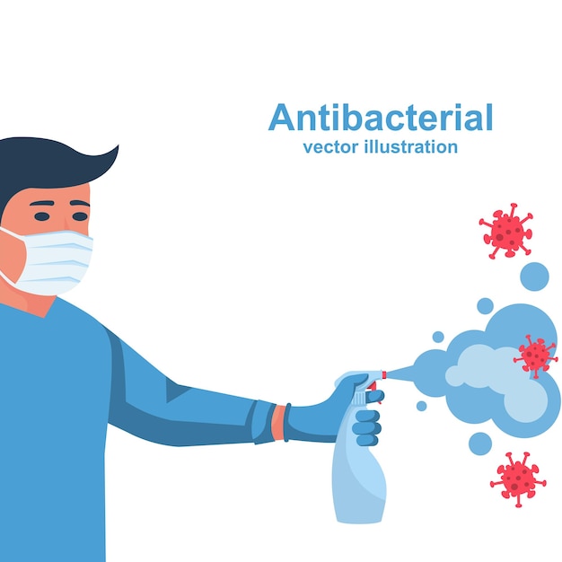 Antibacterial spray kills bacteria vector