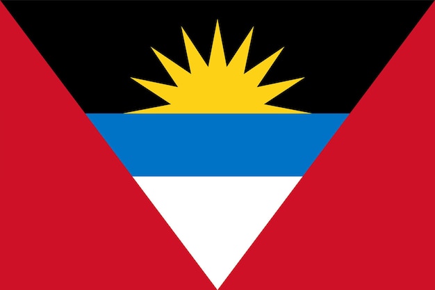 Antigua and Barbuda Flag Official Colors and Proportion Vector