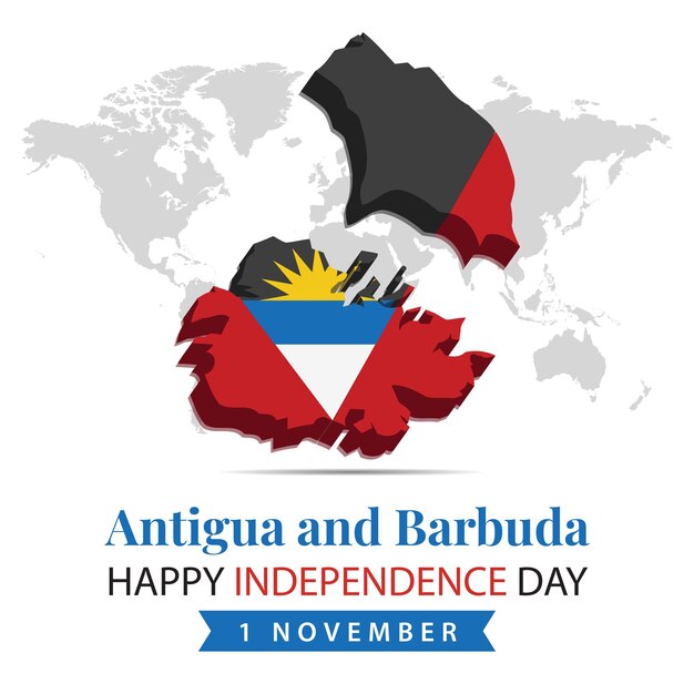 Antigua and Barbuda Independence Day, 3d rendering Afghanistan Independence Day with 3d map