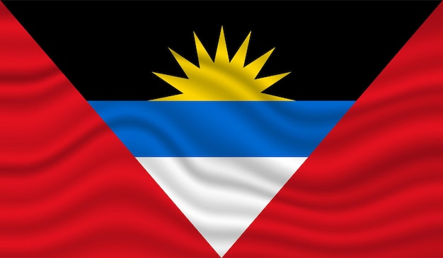 Antigua and Barbuda National Flag 3D waving vector illustration