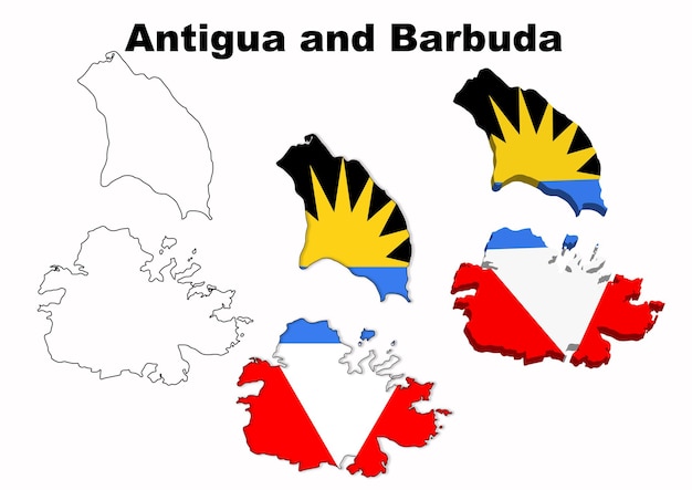 Antigua and Barbuda vector flag map