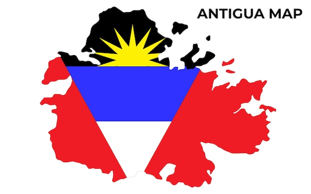 Antigua National Flag Map Design Illustration Of Antigua Country Flag Inside The Map vector image