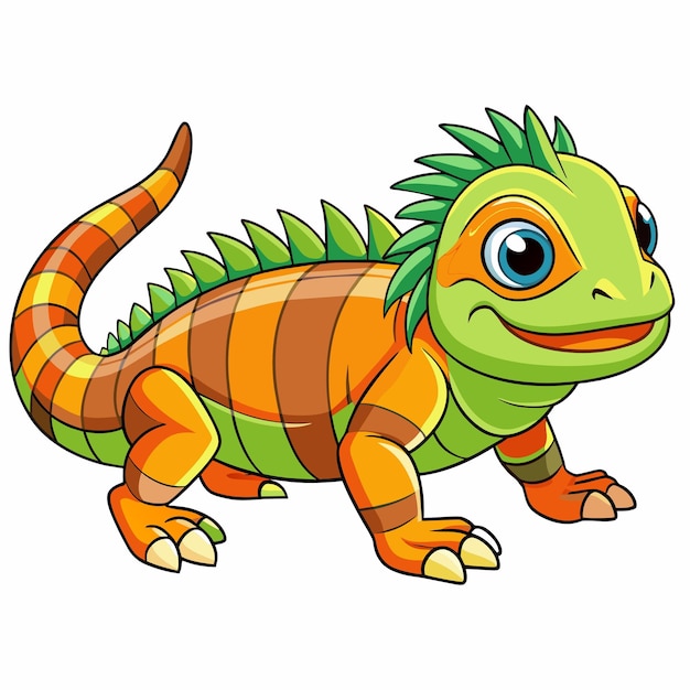 Antillean Iguana walks vector kawaii