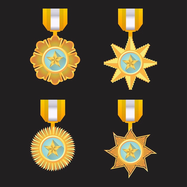 Antique award medal vector with several variations