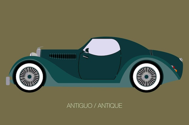 Antique car, vector car icon, side view of car