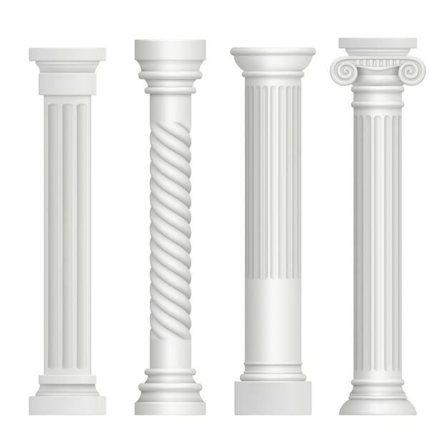 Antique column. Historical greek pillars ancient building architecture art sculpture realistic pictures