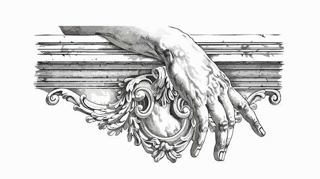 Vector antique hand sculpture in vintage architecture vector illustration