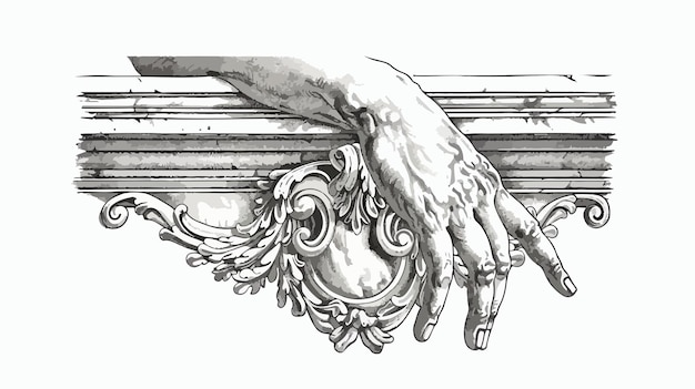 Vector antique hand sculpture vintage architecture vector illustration