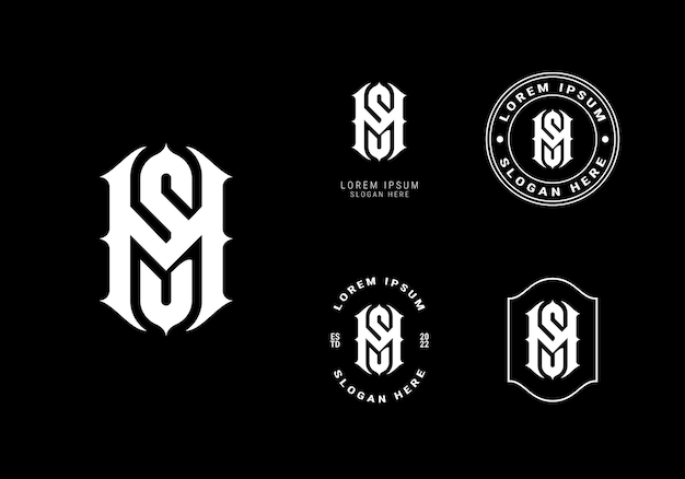 Antique Letter S And M Initial Monogram Logo