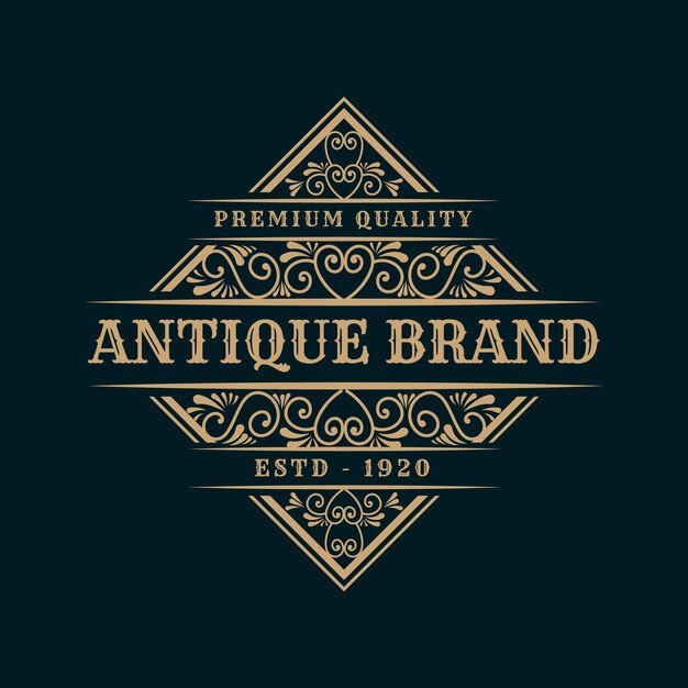 Vector antique retro luxury victorian calligraphic logo with ornamental frame