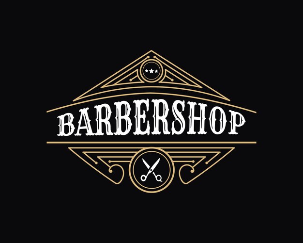 Antique royal luxury victorian calligraphic logo for barbershop hair beauty spa and salon