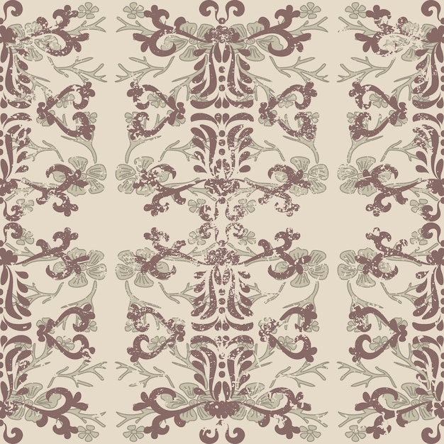 Antique shabby baroque pattern Vintage seamless pattern in Victorian style Shabby old background