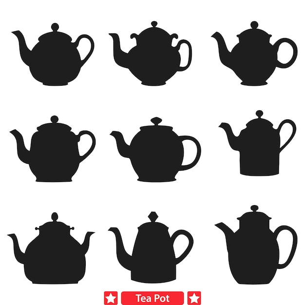 Antique Tea Pot Treasures Vintage Inspired Vector Silhouettes