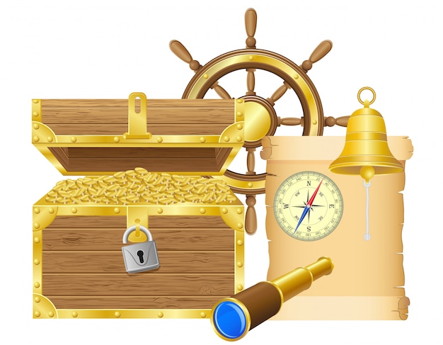 Antique treasure chest vector illustration