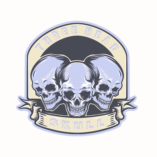 antique triple skull head logo