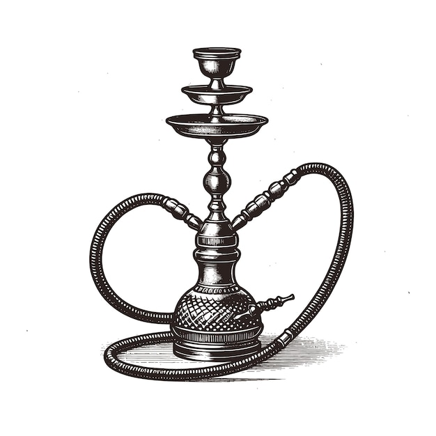 Antique vintage hookah sketch hand drawn engraved style Vector illustration