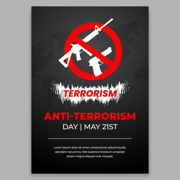 Antiterrorism day May 21st flyer design with guns forbidden illustration