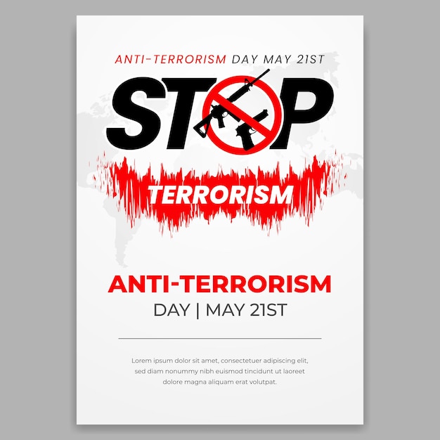 Antiterrorism day May 21st with stop terrorism campaign flyer design