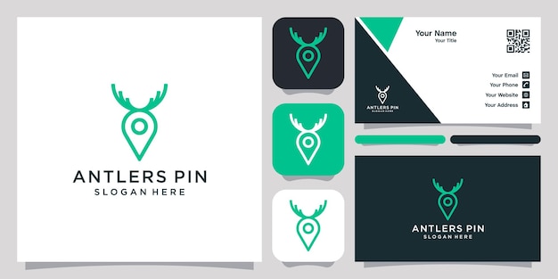 Antlers Pin logo icon symbol template logo and business card