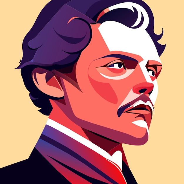 anton ehov vector illustration