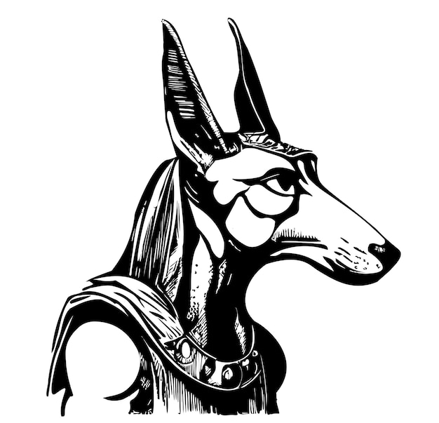 Anubis hand drawn sketch in doodle style illustration