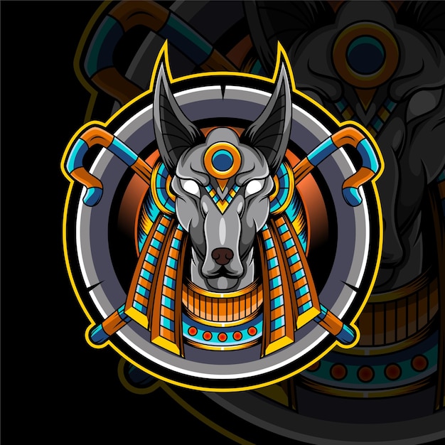 Anubis head esport mascot logo design