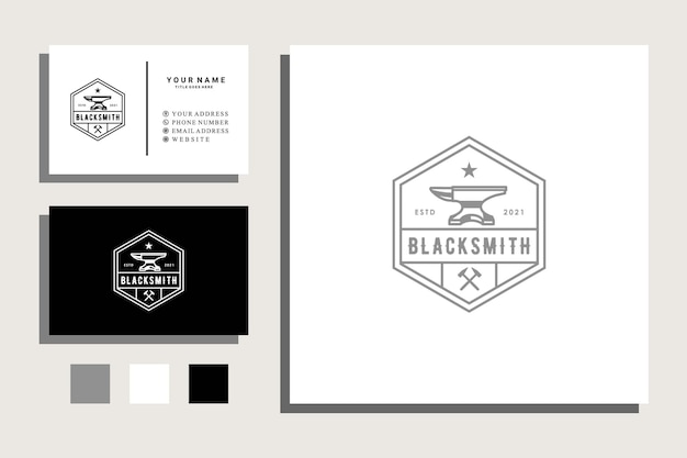 anvil blacksmith metal working logo design