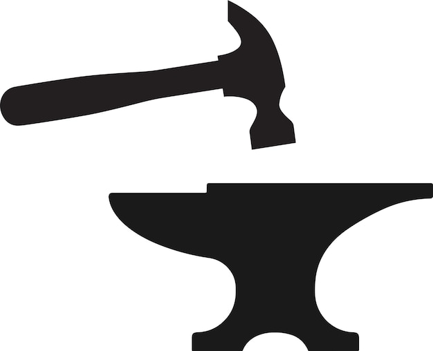 Vector anvil and hammer icon blacksmith metalsmith