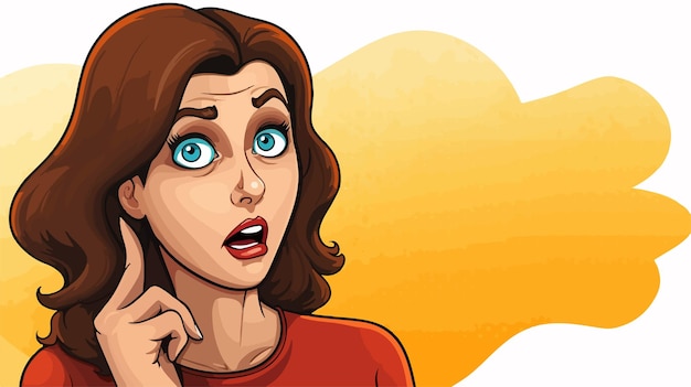 Anxious Cartoon Woman with Speech Bubble Vector Illustration