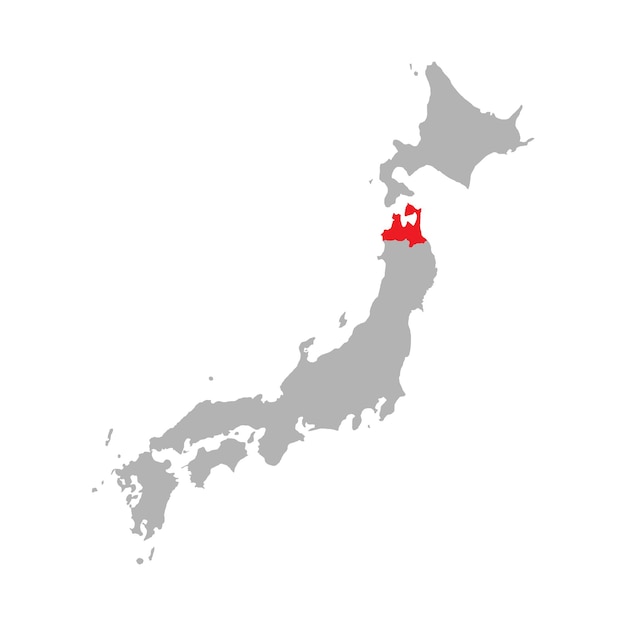 Aomori prefecture highlighted on the map of Japan