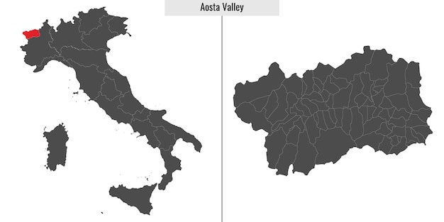 Aosta Valley map province of Italy