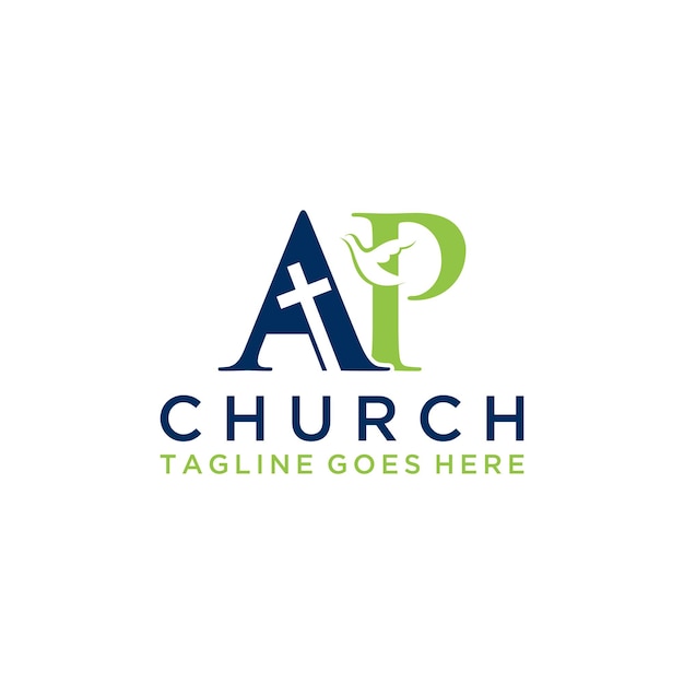 AP letter Christian or church logo design