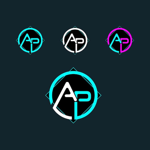 AP trendy letter logo design with circle