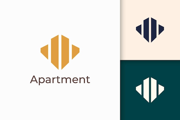 Apartment or building logo in abstract shape for real estate business