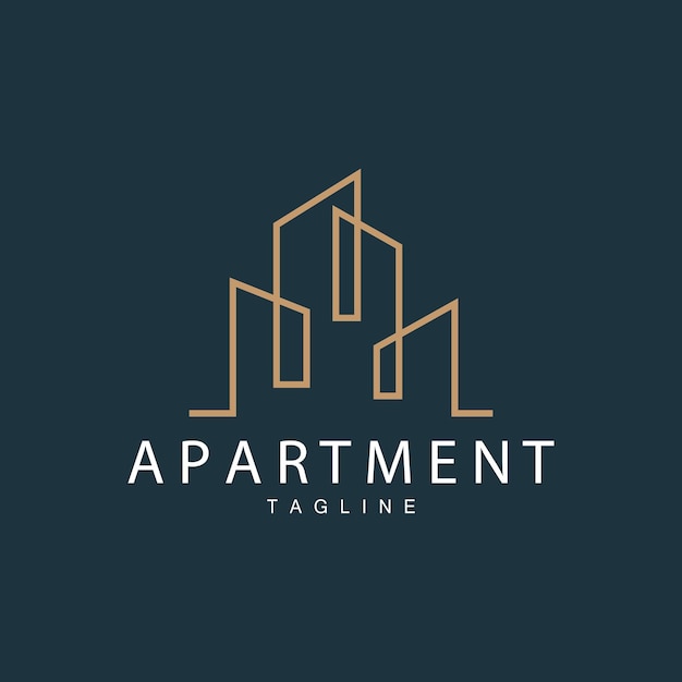 Apartment Building Logo Modern Design Style Line Vector Symbol Illustration Template