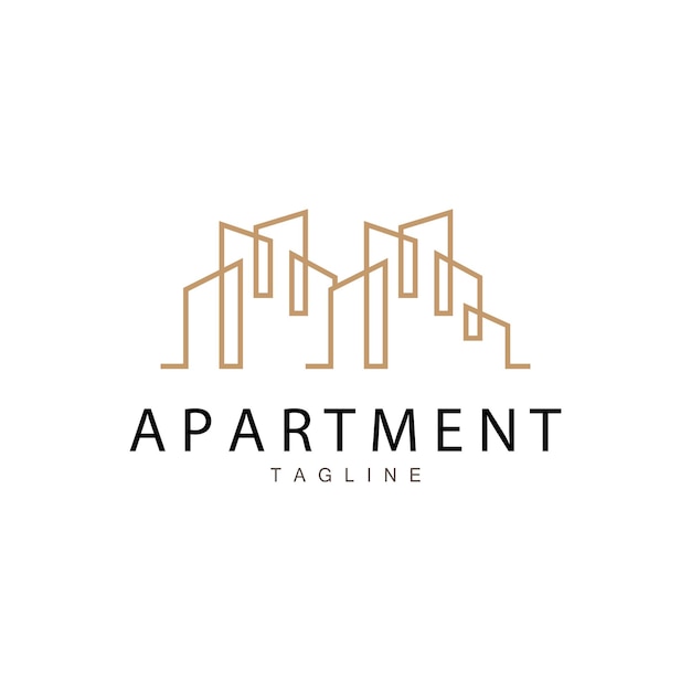 Apartment Building Logo Modern Design Style Line Vector Symbol Illustration Template