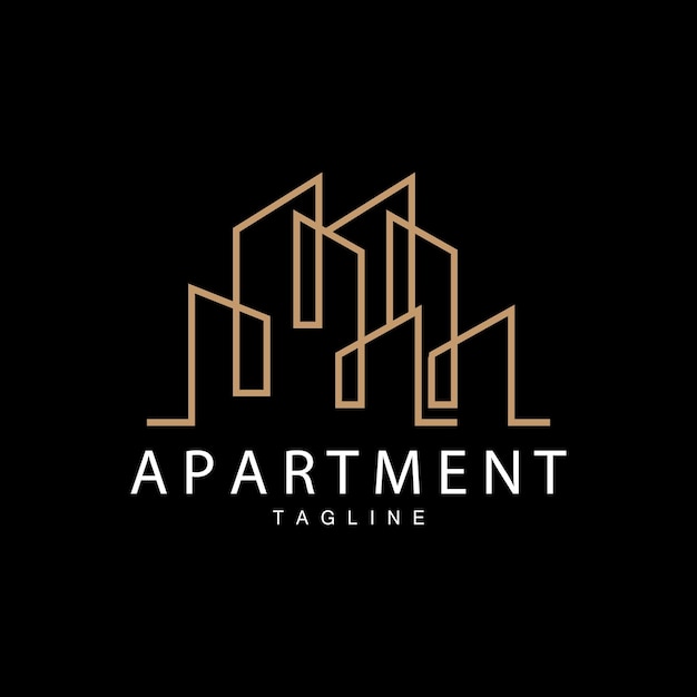 Apartment Building Logo Modern Design Style Line Vector Symbol Illustration Template